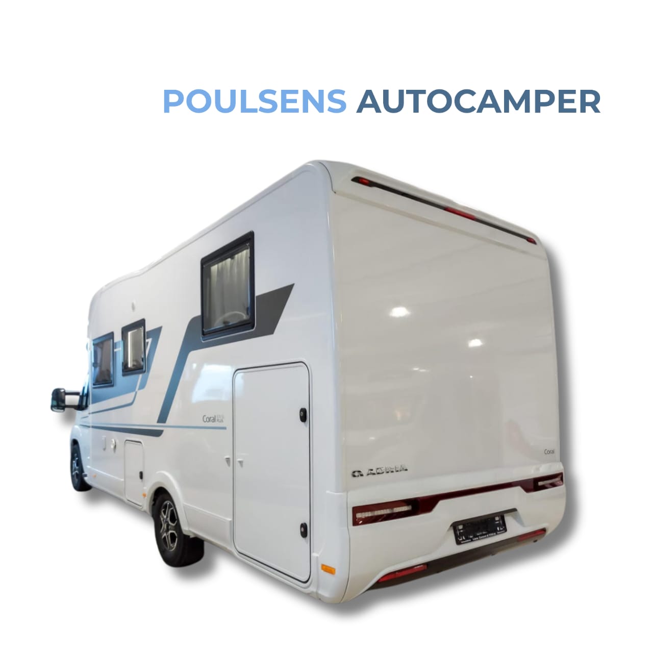 Vue arrière du Adria Coral Plus 670 SL avec auvent