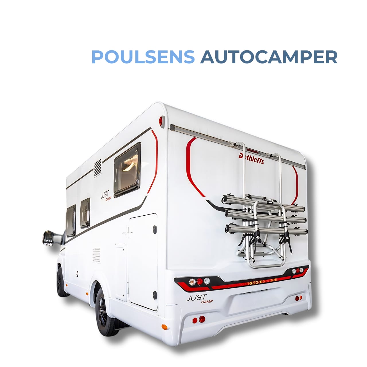 Vue extérieure arrière du camping-car semi-intégré Dethleffs JUST CAMP T 6812 EB 2024 avec design moderne et jantes alliage