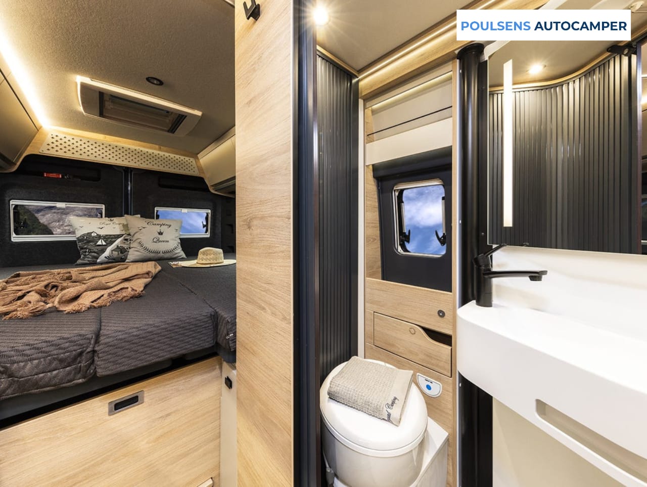 Salle de bain du camping-car urbain Knaus BOXTIME 630 ME 2026 avec douche et grille bois